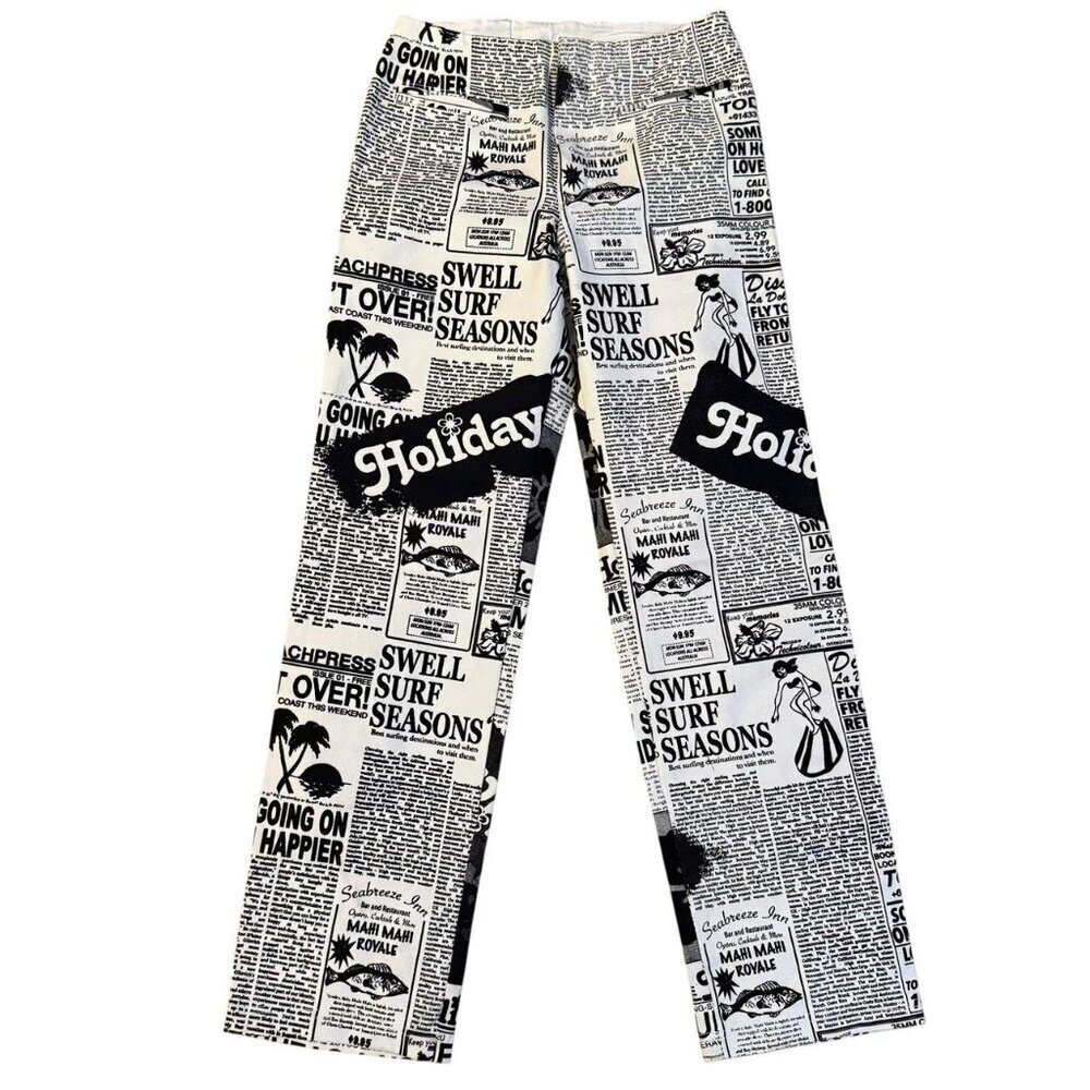 Holiday By Emma Mulholland Newspaper Wide Leg Pants Size XS
